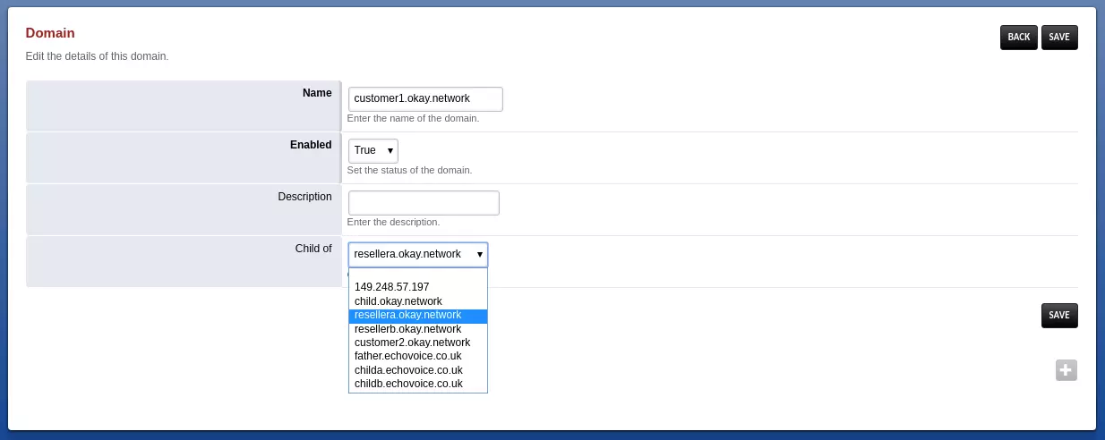 fusionpbx reseller edit domain