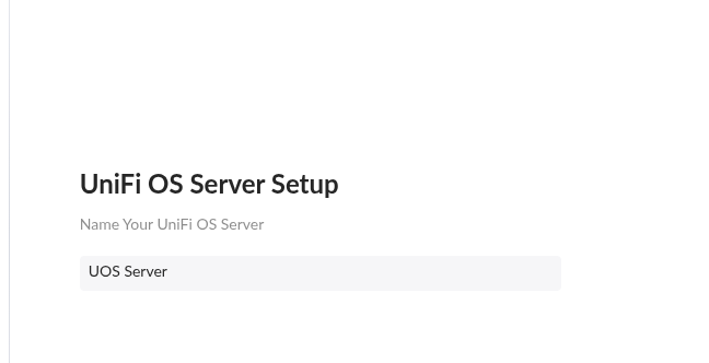 unifios server setup name